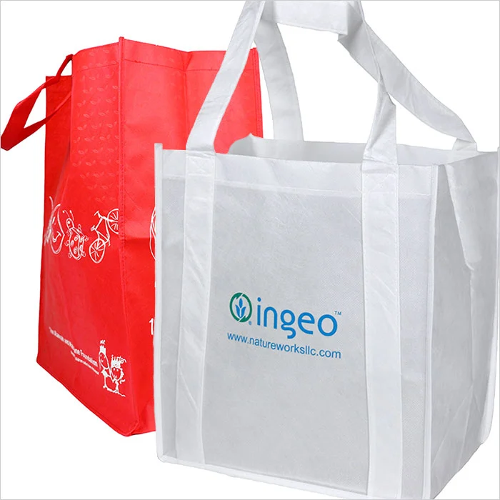 a red and white shopping bags