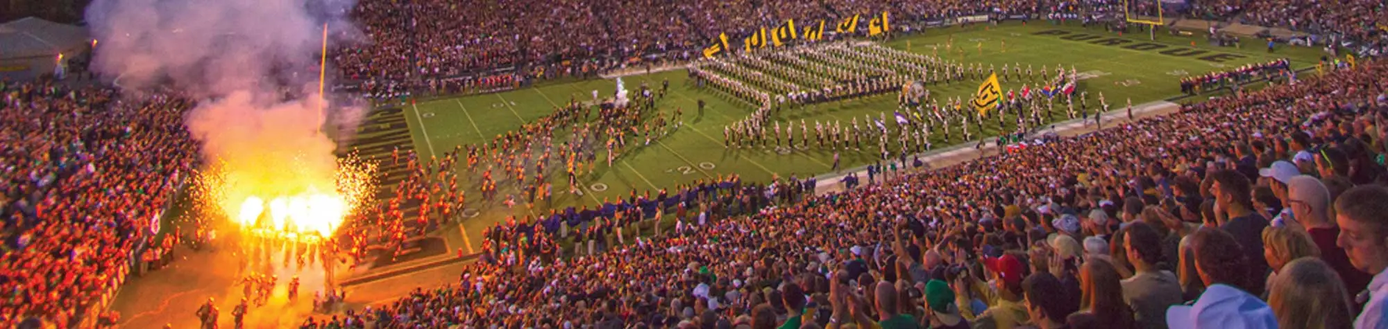 a group of people on a football field