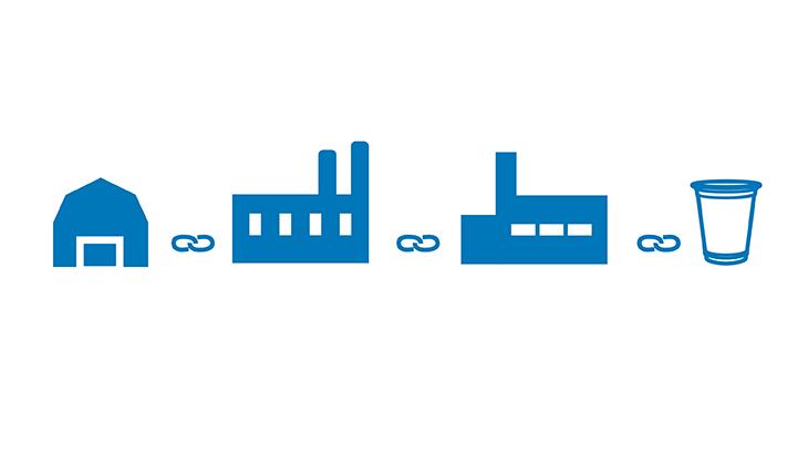 blue icons of a factory