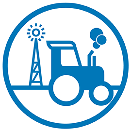 a blue and white logo