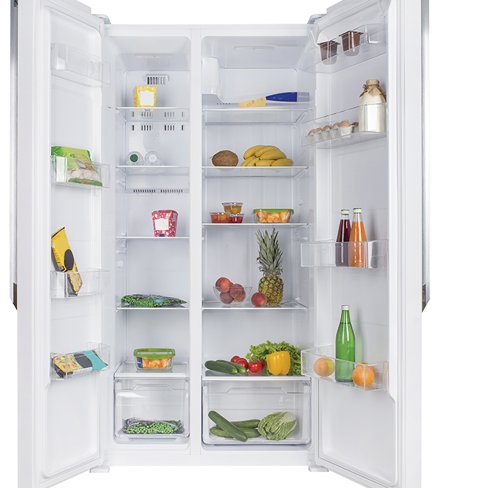 a refrigerator with food in it