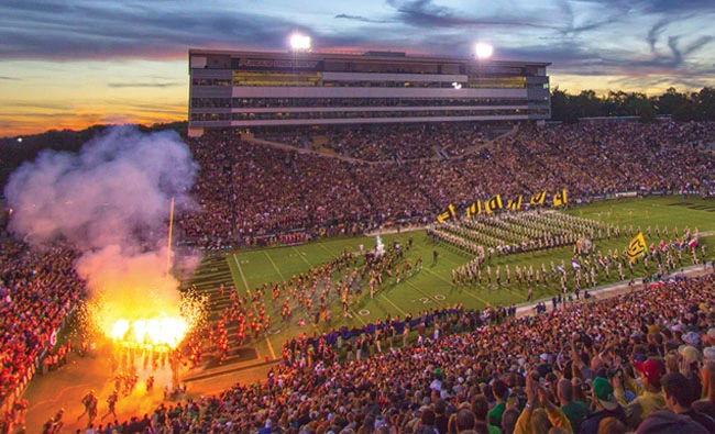 a football game with a crowd of people