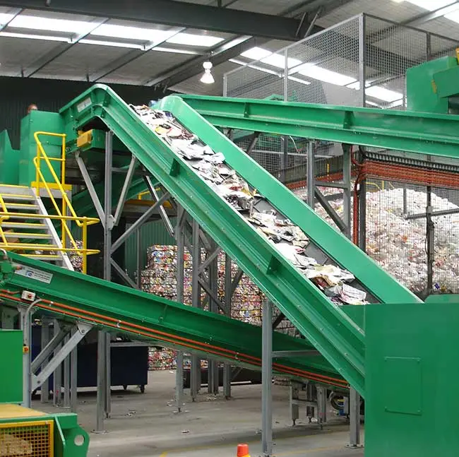 a conveyor belt in a factory