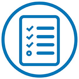 a blue line drawing of a checklist