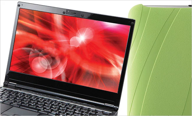 a laptop with a red screen